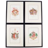 SET OF FOUR ARMORIAL FAMILY CRESTS