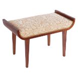 ART DECO SATIN-WALNUT AND UPHOLSTERED STOOL