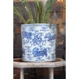 PAIR LARGE CHINESE BLUE AND WHITE JARDINIERES