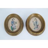 PAIR CHINESE QING PERIOD OVAL MINIATURE PORTRAITS