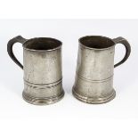 TWO 18TH-CENTURY PEWTER TANKARDS