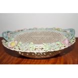 BELLEEK POLYCHROME OPEN WORK BASKET