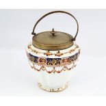 VICTORIAN DELPH & SILVER PLATED BISCUIT BARREL
