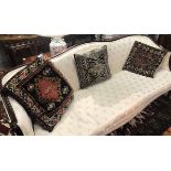 LOT OF THREE PERSIAN RUG COVERED CUSHIONS