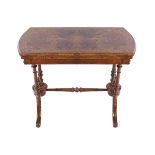 VICTORIAN WALNUT AND MARQUETRY CARD TABLE