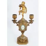 19TH-CENTURY CHERUB MOUNTED GILT METAL CANDELABRA