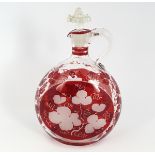 VICTORIAN CRANBERRY GLASS DECANTER AND STOPPER