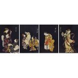 SET OF FOUR JAPANESE LACQUERED PANELS