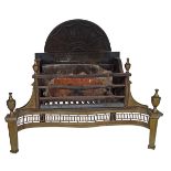 GEORGE III STYLE BRASS AND CAST IRON FIRE GRATE