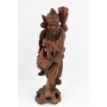 LARGE 19TH-CENTURY CHINESE CARVED HARDWOOD FIGURE