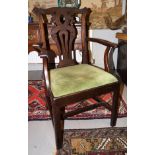 GEORGE III MAHOGANY CHIPPENDALE ELBOW CHAIR