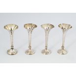 SET OF 4 ART NOUVEAU STERLING SILVER BUD VASES