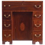 GEORGE III MAHOGANY,INLAID KNEE HOLE WRITING DESK