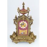 19TH-CENTURY FRENCH BRASS AND PORCELAIN CLOCK