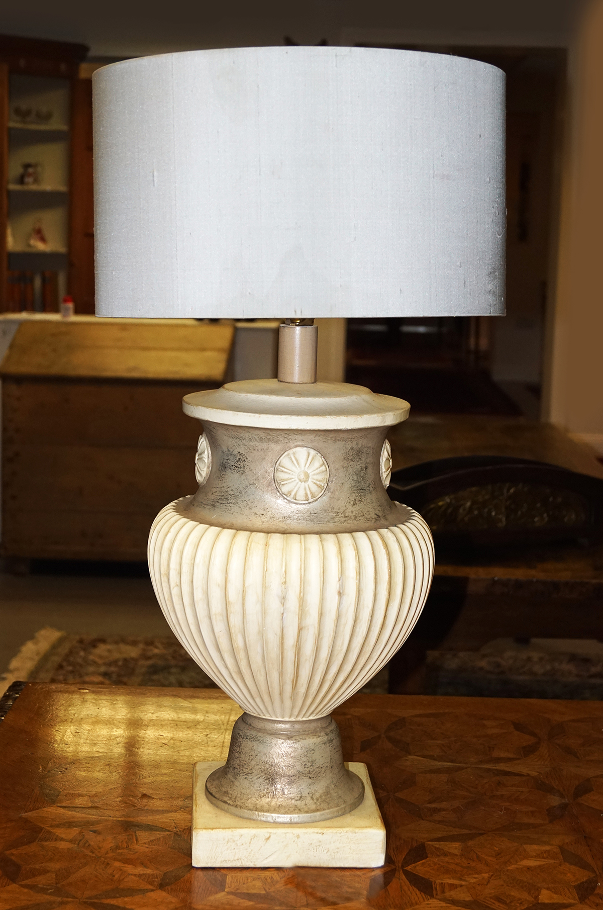 PAIR DESIGNER VASE STEMMED TABLE LAMPS