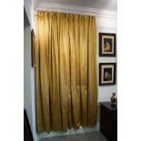 TWO PAIRS OF SILK DAMASK CURTAINS