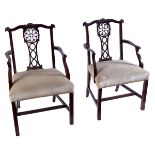 PAIR OF EDWARDIAN MAHOGANY ELBOW CHAIRS