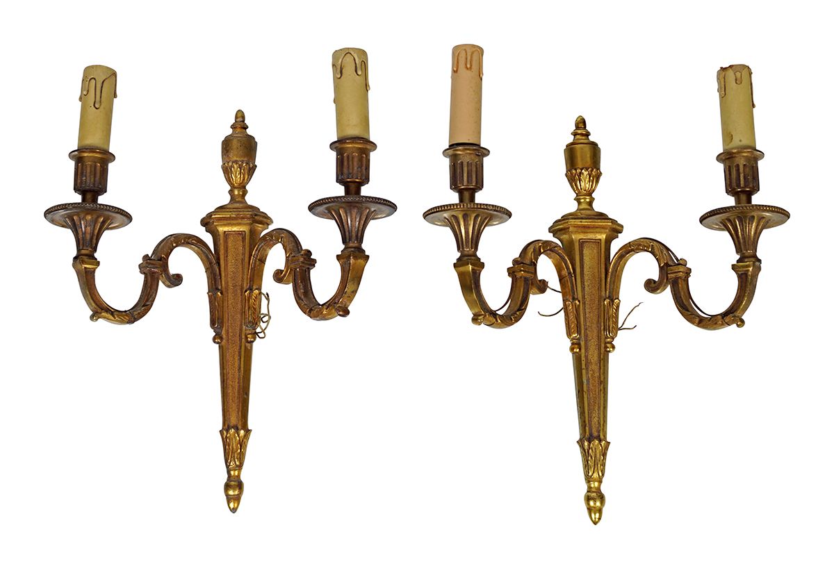 PAIR OF BRASS WALL LIGHTS