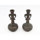 PAIR OF HEAVY 19TH-CENTURY CHINESE BRONZE VASES