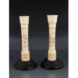 PAIR JAPANESE IVORY CANDELSTICKS