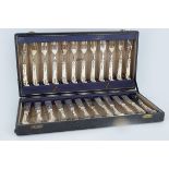 CASED SET OF TWELVE FISH KNIVES AND FORKS