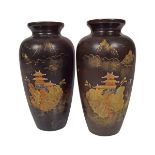 PAIR OF JAPANESE LACQUERED VASES