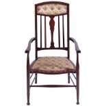 EDWARDIAN PERIOD MAHOGANY AND INLAID ELBOW CHAIR