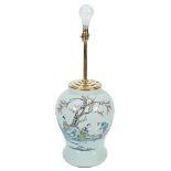 CHINESE QING PERIOD FAMILLE ROSE TABLE LAMP