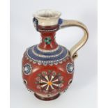 EDWARDIAN POLYCHROME POTTERY JUG