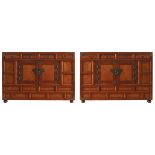 PAIR OF JAPANESE FRUITWOOD BEDSIDE CABINETS