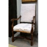 19TH-CENTURY WALNUT AND UPHOLSTERED LIBRARY CHAIR