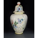 LARGE DELFT POLYCHROME URN AND COVER