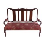 EDWARDIAN MAHOGANY AND INLAID HALL SETTEE