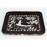 19TH-CENTURY CHINESE MOTHER O'PEARL INLAID HARDWOOD TRAY