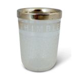 ETCHED GLASS AND SILVER THIMBLE SHOT GLASS
