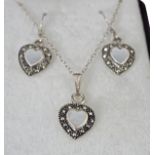 AMERICAN SILVER, MARCASITE AND MOONSTONE SET