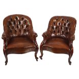 PAIR OF 19TH CENTURY MAHOGANY LIBRARY CHAIRS