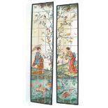 PAIR OF LARGE ART NOUVEAU LEADED GLASS PANELS