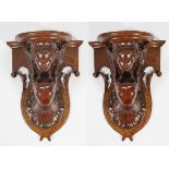 PAIR OF 19TH-CENTURY CARVED WALNUT WALL BRACKETS