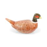 FRENCH HEN-PHEASANT POTTERY EGG HOLDER