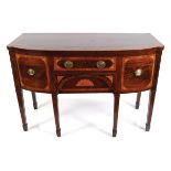 GEORGE III PERIOD MAHOGANY BOW FRONT SIDEBOARD