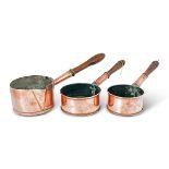 SET OF THREE GEORGIAN COPPER PANS