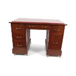 EDWARDIAN MAHOGANY PEDESTAL WRITING DESK