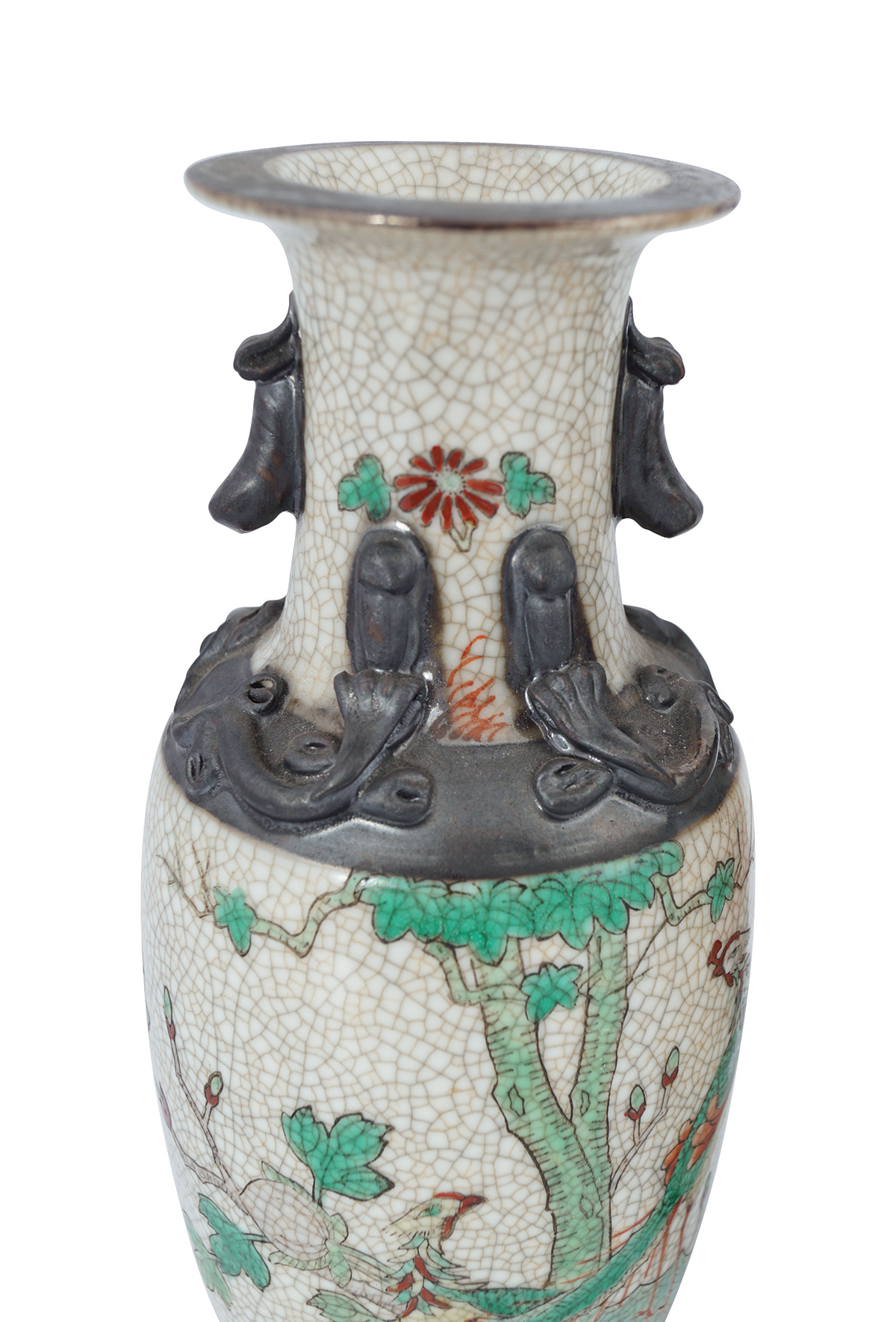 PAIR OF CHINESE DRAGON CRACKLE-GLAZED VASES - Image 2 of 4