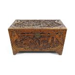 CHINESE CARVED CAMPHOR WOOD TRUNK