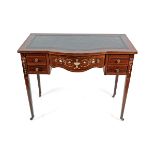 EDWARDIAN ROSEWOOD AND MARQUETRY WRITING TABLE