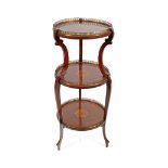 EDWARDIAN THREE-TIER MARQUETRY STAND, CIRCA 1900