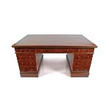 19TH-CENTURY BURR WALNUT PEDESTAL WRITING DESK