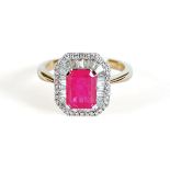 18 CT. YELLOW GOLD, DIAMOND AND RUBY RING
