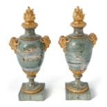 PAIR OF 19TH-CENTURY ORMOLU AND MARBLE URNS